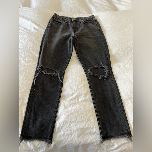 Lovers + Friends Denim - Lovers + Friends Logan High Rise Tapered | Raw Hem Faded Wash Black Jeans SZ 27